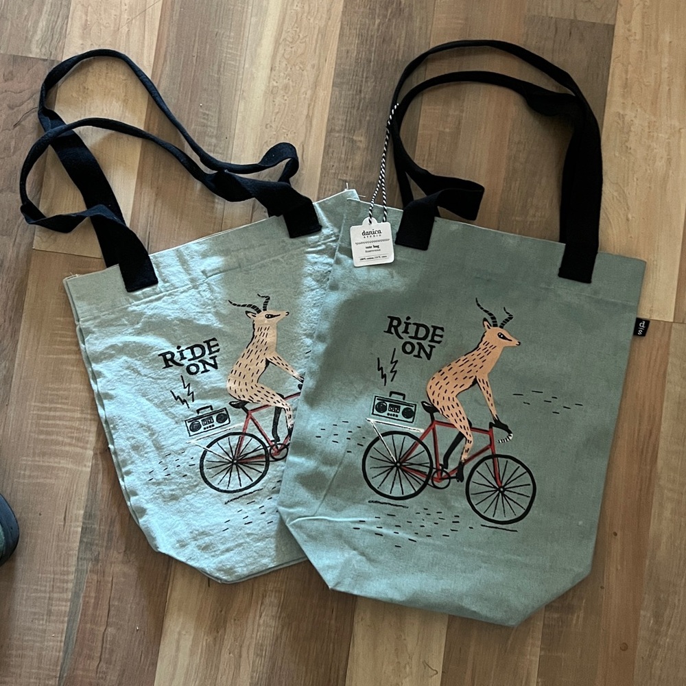 2 Danica Studio Graphic Tote Bag with Animal Design